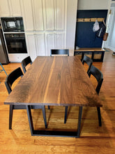 Handmade Walnut Dining Table with Steel Legs: Custom Hardwood Centerpiece