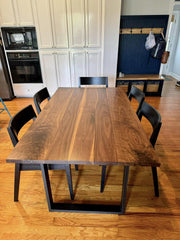 Handmade Walnut Dining Table with Steel Legs: Custom Hardwood Centerpiece