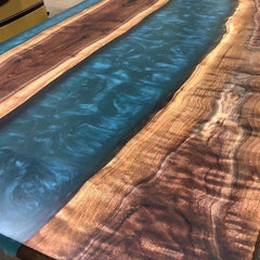 Custom Epoxy River Desk: Live Edge Black Walnut with Metal Legs