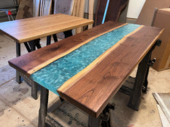 Custom Epoxy River Desk: Live Edge Black Walnut with Metal Legs