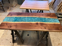 Custom Epoxy River Desk: Live Edge Black Walnut with Metal Legs