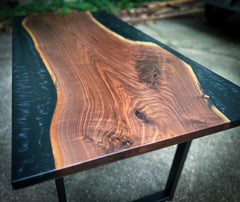 Custom Epoxy Resin Walnut Office Desk