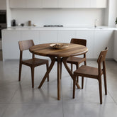 Solid Wood Round Dining Table, Scandinavian Elm or Walnut Table, Pedestal Base Dining Table, Modern Wooden Kitchen Table