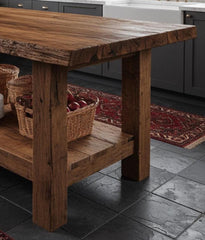 Kitchen Island Table: Rustic Wood with Storage - Handcrafted Design