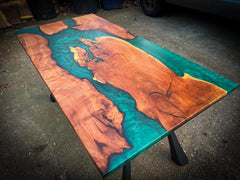 Custom Epoxy Resin Redwood Office Desk