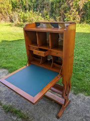 Antique wooden secretary desk – restored vintage furniture – French secretary desk with storage