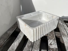 Carrara White Marble Custom Size Handcarved Sink Marble Washbasin Countertop and Wall Mount