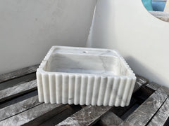 Carrara White Marble Custom Size Handcarved Sink Marble Washbasin Countertop and Wall Mount