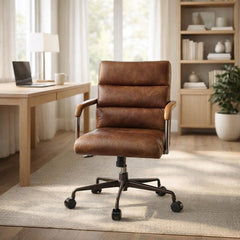 Leather Swivel Office Chair with Metal 5-Star Base