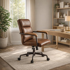 Leather Swivel Office Chair with Metal 5-Star Base