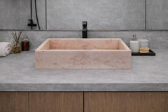Rosa Perlino Marble Sink 60x40 cm Bonded Stone Basin Bathroom Vessel Sink
