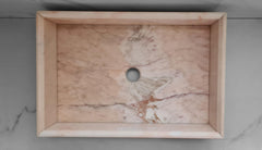Rosa Perlino Marble Sink 60x40 cm Bonded Stone Basin Bathroom Vessel Sink