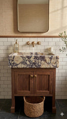 Calacatta Viola Marble Sink, Countertop Basin, Powder Room Vessel Sink