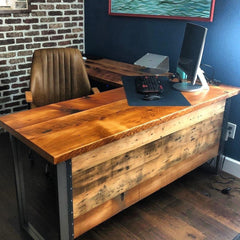 Custom Rustic Wood Desk, Solid Wood Desk, Handcrafted Office Desk, Industrial Desk, Wood Desk, U Shaped Legs, Writing Desk, Reclaimed Wood