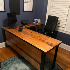 Custom Rustic Wood Desk, Solid Wood Desk, Handcrafted Office Desk, Industrial Desk, Wood Desk, U Shaped Legs, Writing Desk, Reclaimed Wood