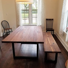 Handmade Walnut Dining Table with Steel Legs: Custom Hardwood Centerpiece