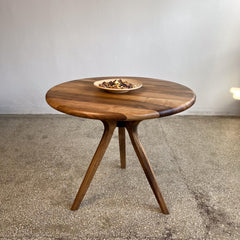 Solid Wood Round Dining Table, Scandinavian Elm or Walnut Table, Pedestal Base Dining Table, Modern Wooden Kitchen Table