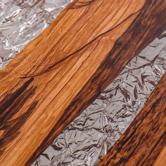 Custom Epoxy Resin River Dining Table: Live Edge Wood & Crystal