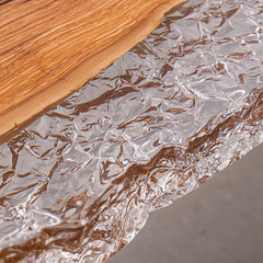 Custom Epoxy Resin River Dining Table: Live Edge Wood & Crystal
