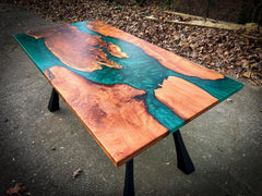 Custom Epoxy Resin Redwood Office Desk
