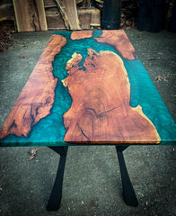 Custom Epoxy Resin Redwood Office Desk