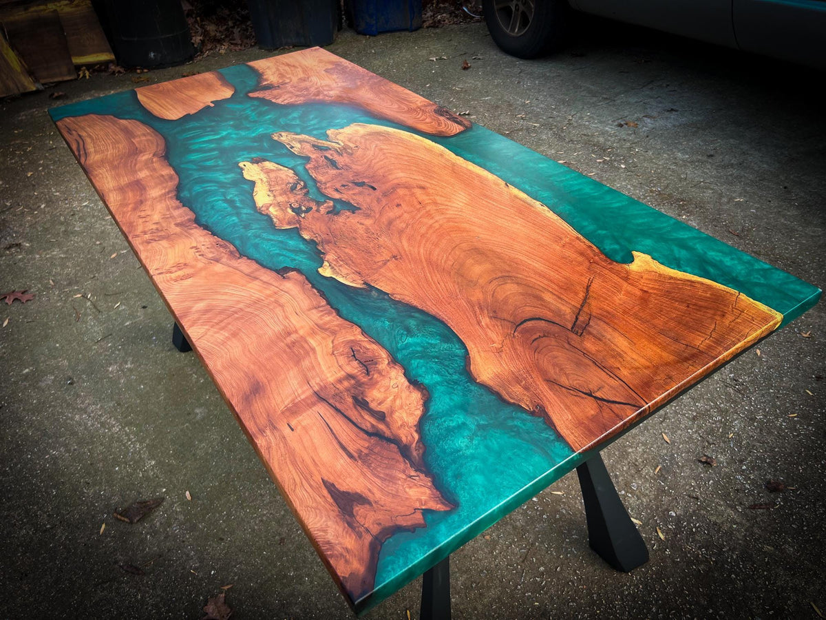 Custom Epoxy Resin Redwood Office Desk