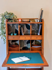 Antique wooden secretary desk – restored vintage furniture – French secretary desk with storage