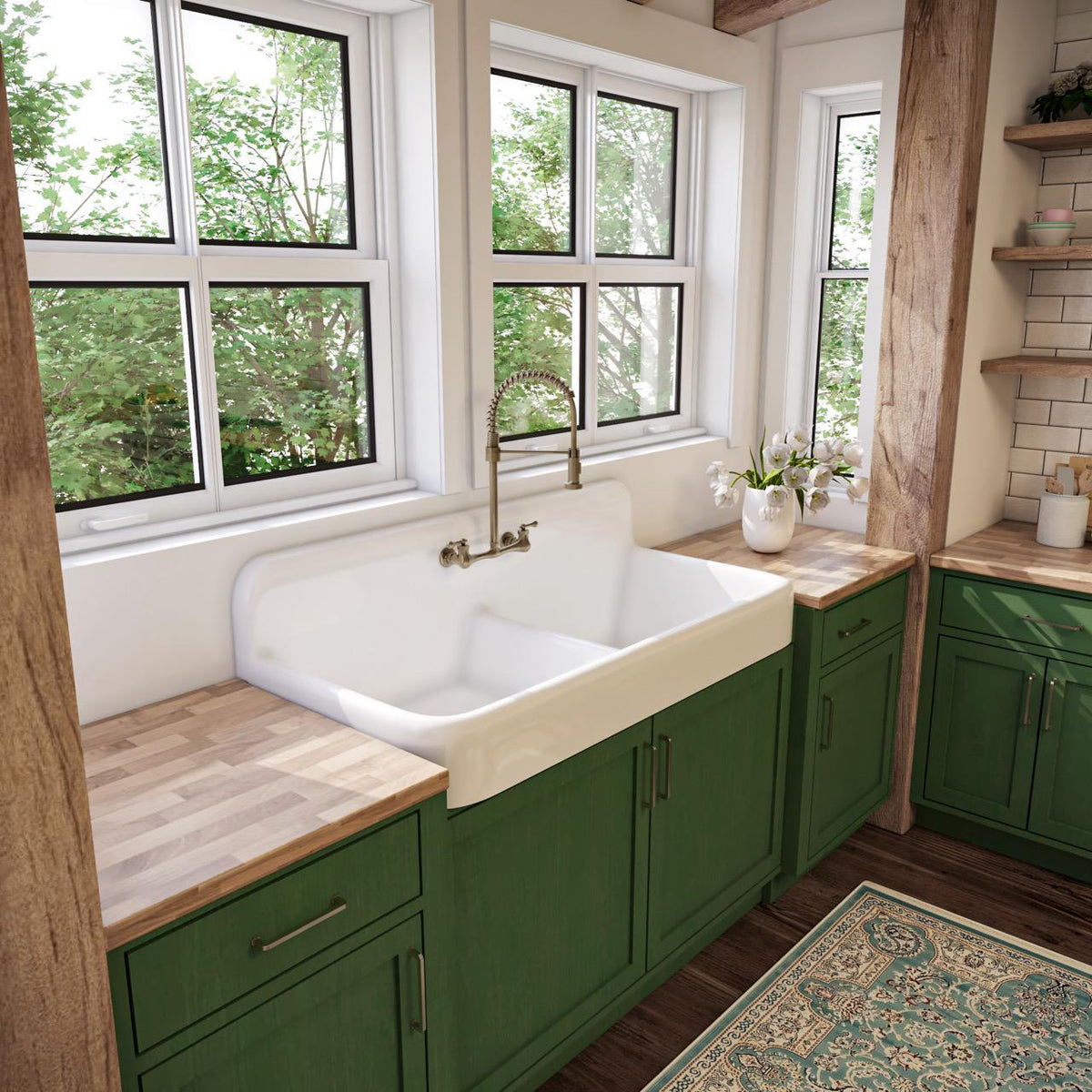 51" x 24" Large Double Bowl Apron Front Farmhouse Sink - Reproduction Model #DBA5124