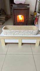 Travertine Vessel Sink, Chiseled Split Face Basin for Vanity