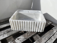 Carrara White Marble Custom Size Handcarved Sink Marble Washbasin Countertop and Wall Mount