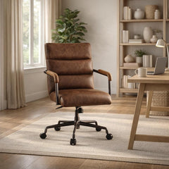 Leather Swivel Office Chair with Metal 5-Star Base