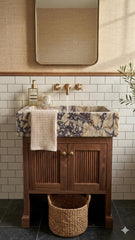 Calacatta Viola Marble Sink, Countertop Basin, Powder Room Vessel Sink