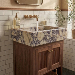 Calacatta Viola Marble Sink, Countertop Basin, Powder Room Vessel Sink