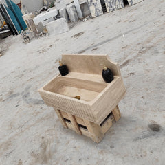 Fluted Travertine Sink: Wall Mounted Natural Stone Bathroom Vanity