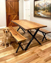 Live Edge Walnut Dining Table , Modern Farmhouse Solid Wood Kitchen Table for Cozy Interiors