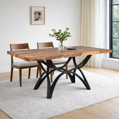 Dining Table with Spey 28.5x 24;W Steel Table Base for Butcher Block Top – Solid Wood Kitchen Table, Rustic Modern Style | Lumber Grand