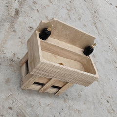 Fluted Travertine Sink: Wall Mounted Natural Stone Bathroom Vanity